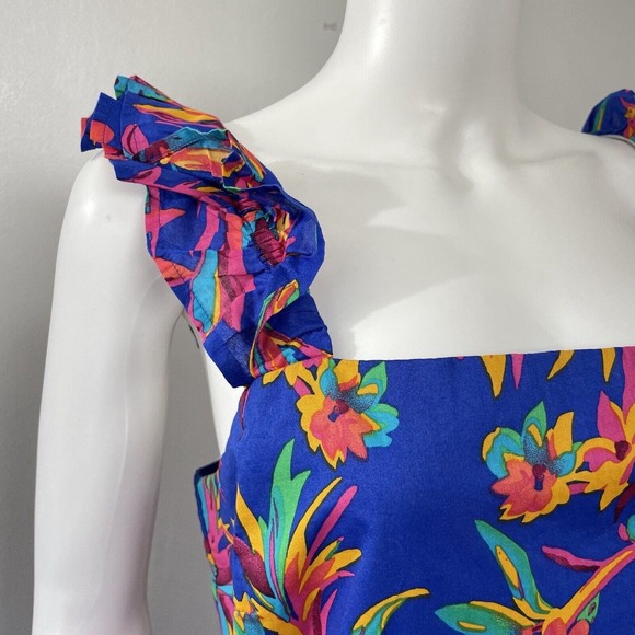 J. Crew Size 16 Dress Square Neck Floral Ruffle Sleeveless Midi Tiered NWT New - Picture 4 of 12